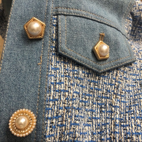 Cropped denim tweed jacket - Picture 6 of 7